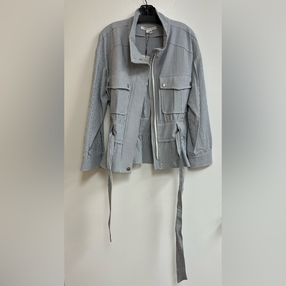 Veronica Beard York Bomber Jacket in Blue/White - Picture 3 of 5